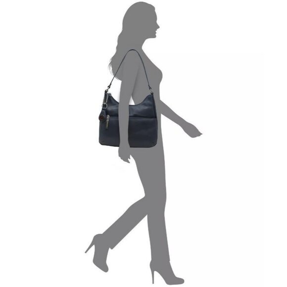 GIANI BERNINI Nappa Classic leather women's hobo shoulder bag - Navy Blue - Picture 8 of 10